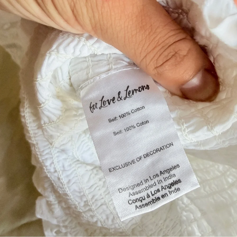 For Love and Lemons- Addison Blouse Size Large White Floral Puff Sleeve